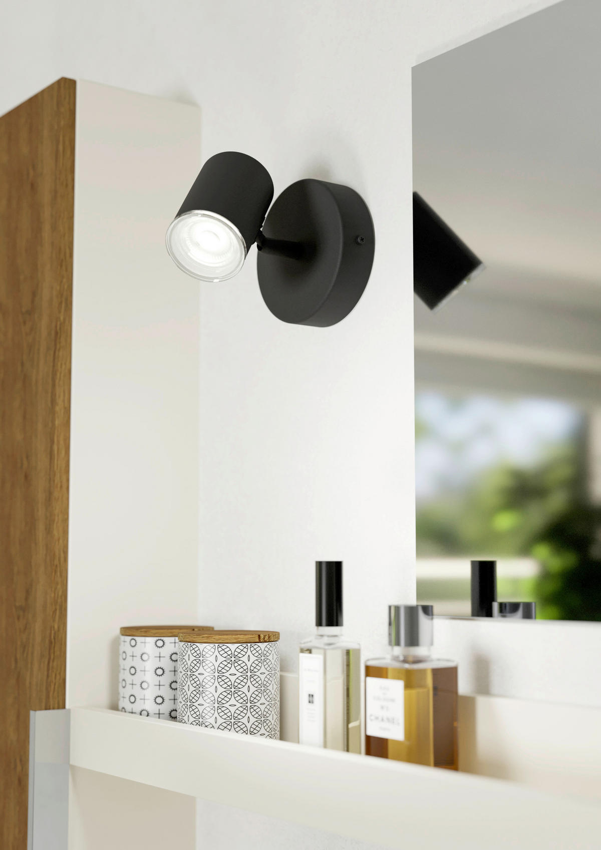 BADEZIMMER-WANDLEUCHTE Consuma 11/13.5/8.4 cm  - Schwarz, Design, Metall (11/13.5/8.4cm) - Celina