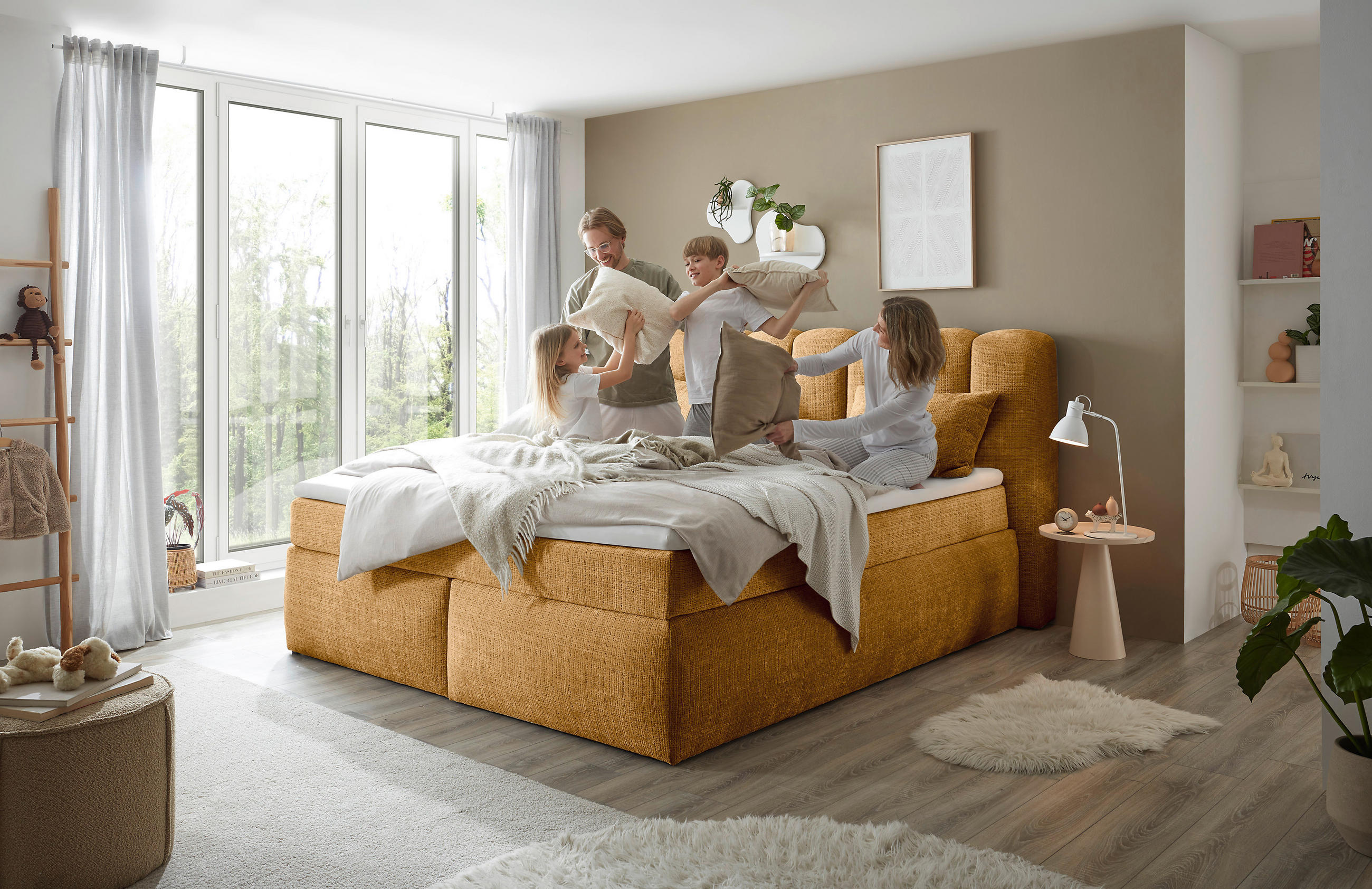 BOXSPRINGBETT 200/220 cm  in Goldfarben  - Goldfarben/Schwarz, LIFESTYLE, Holzwerkstoff/Kunststoff (200/220cm) - Boxxx