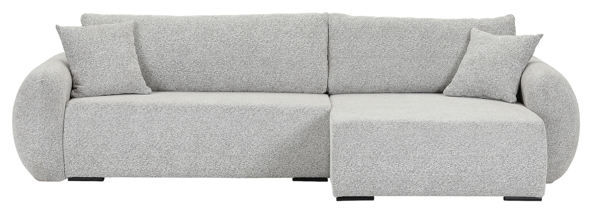 ECKSOFA Grau Flachgewebe Zierkissen, Rückenkissen, Bettkasten, Schlaffunktion, Rücken echt, Liegefläche im Originalstoff  - Schwarz/Grau, KONVENTIONELL, Kunststoff/Textil (145/285cm) - Carryhome