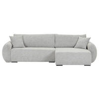 ECKSOFA Grau Flachgewebe Zierkissen, Rückenkissen, Bettkasten, Schlaffunktion, Rücken echt, Liegefläche im Originalstoff  - Schwarz/Grau, KONVENTIONELL, Kunststoff/Textil (145/285cm) - Carryhome