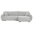 ECKSOFA Grau Flachgewebe Zierkissen, Rückenkissen, Bettkasten, Schlaffunktion, Rücken echt, Liegefläche im Originalstoff  - Schwarz/Grau, KONVENTIONELL, Kunststoff/Textil (145/285cm) - Carryhome