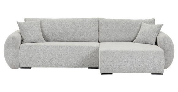 ECKSOFA Grau Flachgewebe Zierkissen, Rückenkissen, Bettkasten, Schlaffunktion, Rücken echt, Liegefläche im Originalstoff  - Schwarz/Grau, KONVENTIONELL, Kunststoff/Textil (145/285cm) - Carryhome