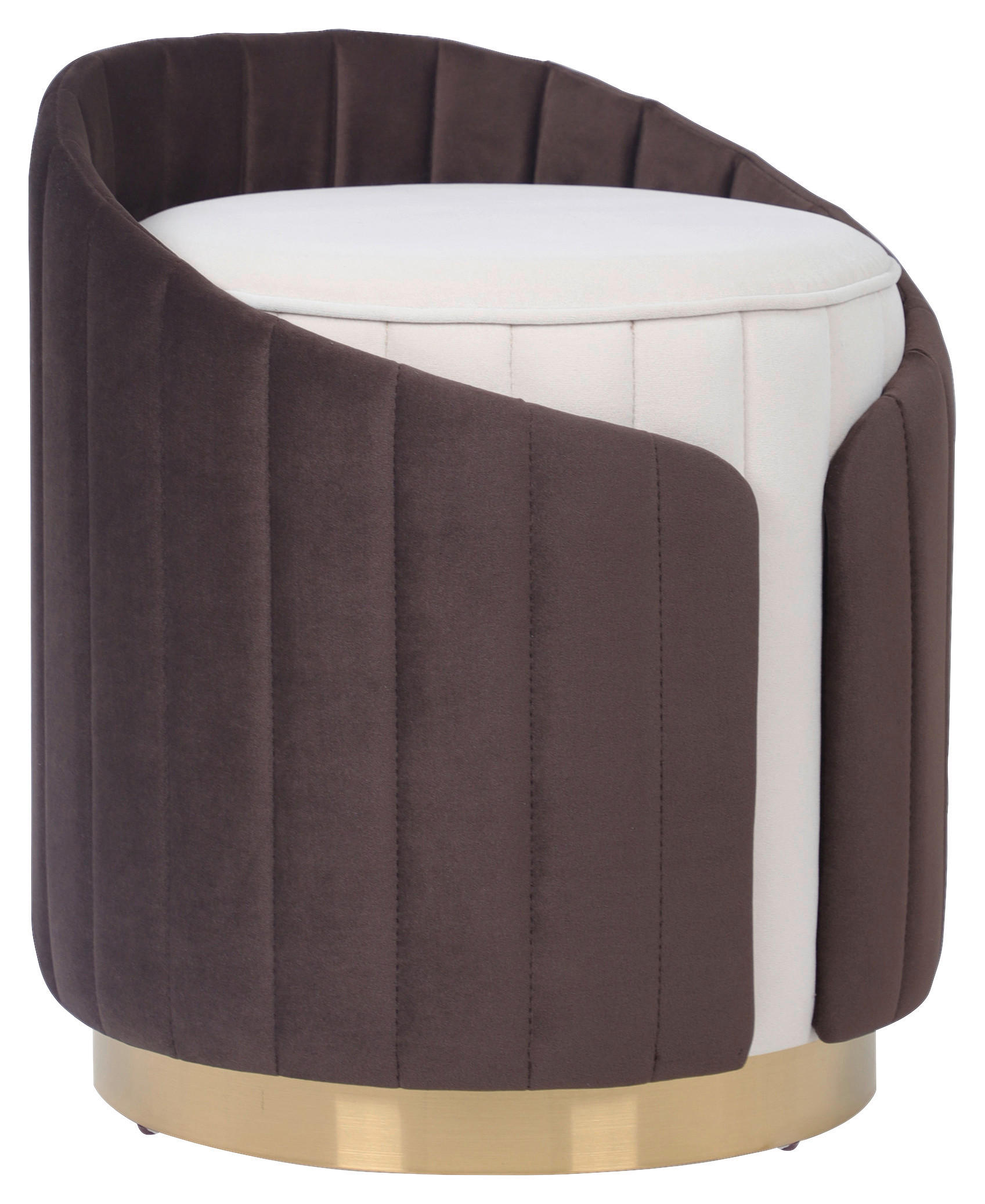 HOCKER Struktur Braun, Beige  - Beige/Goldfarben, Design, Textil/Metall (40/45cm) - Kayoom
