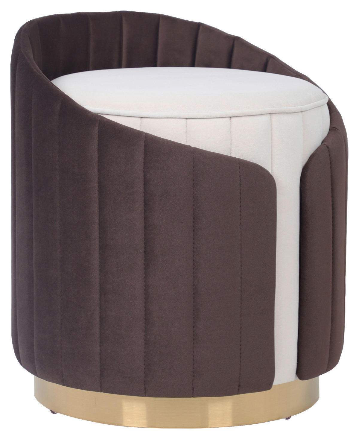 HOCKER Struktur Braun, Beige  - Beige/Goldfarben, Design, Textil/Metall (40/45cm) - Kayoom
