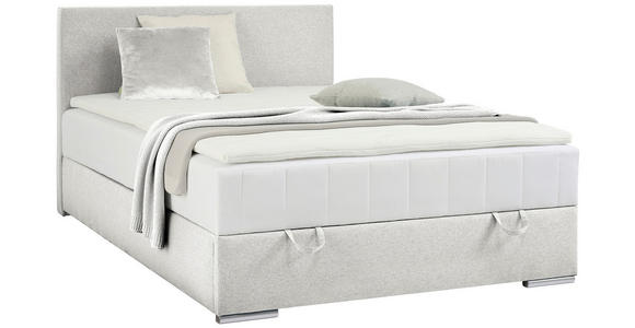 BOXBETT 140/200 cm in Ecru - Chromfarben/Ecru, KONVENTIONELL, Kunststoff/Textil (140/200cm) - Carryhome