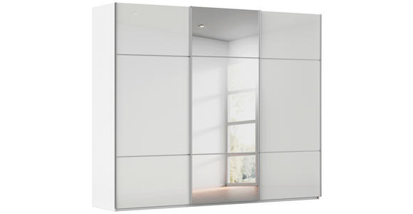 SCHWEBETÜRENSCHRANK in Weiß - Alufarben/Weiß, KONVENTIONELL, Glas/Holzwerkstoff (271/223/68cm) - Novel