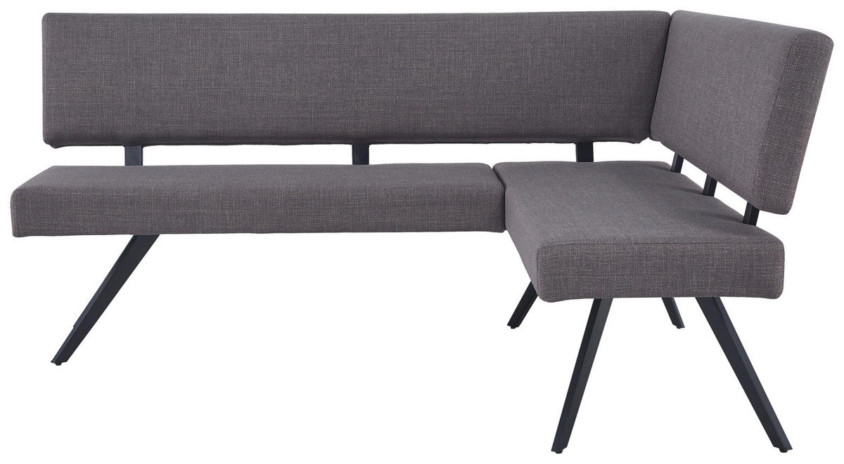 ECKBANK 190/150 cm  in Hellgrau  - Hellgrau/Schwarz, KONVENTIONELL, Textil/Metall (190/150cm) - MID.YOU