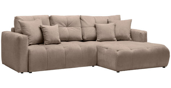 ECKSOFA Hellbraun Chenille  - Hellbraun/Schwarz, MODERN, Kunststoff/Textil (276/172cm) - Hom`in
