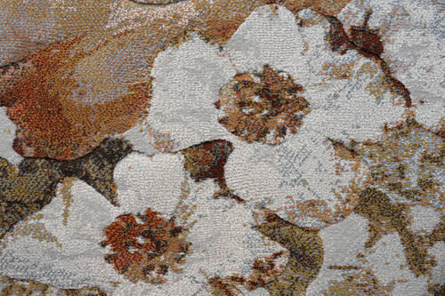 Thumbnail - Novel Webteppich Argentum, Creme, Grau, Orange, Textil, Floral, rechteckig, 120x170 cm, Oeko-Tex® Standard 100, für Fußb...