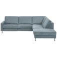 ECKSOFA Latina in Mikrofaser Blau  275/242 cm  - Blau/Alufarben, Design, Textil/Metall (275/242cm) - Dieter Knoll