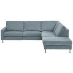 ECKSOFA in Mikrofaser Blau  275/242 cm  - Blau/Alufarben, Design, Textil/Metall (275/242cm) - Dieter Knoll