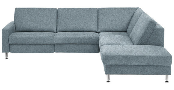 ECKSOFA Latina in Mikrofaser Blau  275/242 cm  - Blau/Alufarben, Design, Textil/Metall (275/242cm) - Dieter Knoll