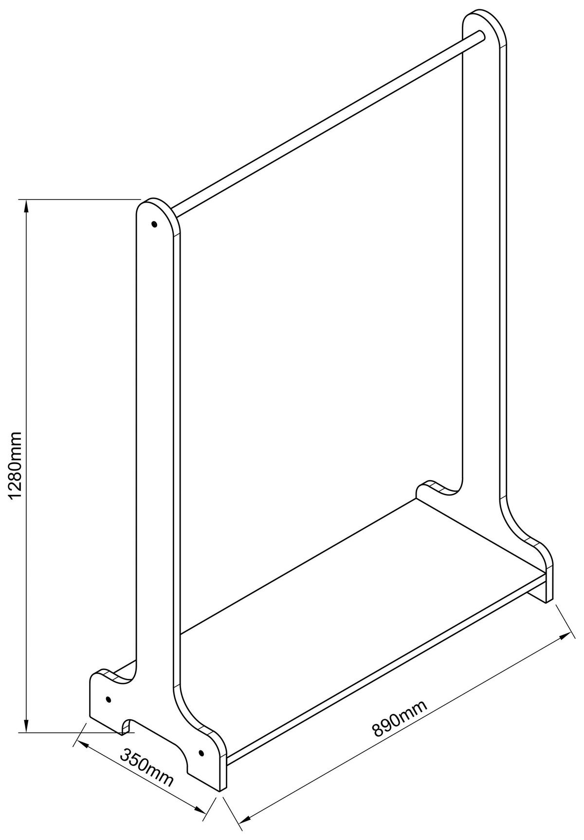 GARDEROBENSTÄNDER in Honigeiche 89/128/35 cm   - Honigeiche, Design, Holzwerkstoff/Metall (89/128/35cm) - MID.YOU