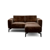 Zweisitzer inkl. Hocker Samt Braun  - Schwarz/Braun, Design, Textil/Metall (180/86/86-94cm) - SENSOO