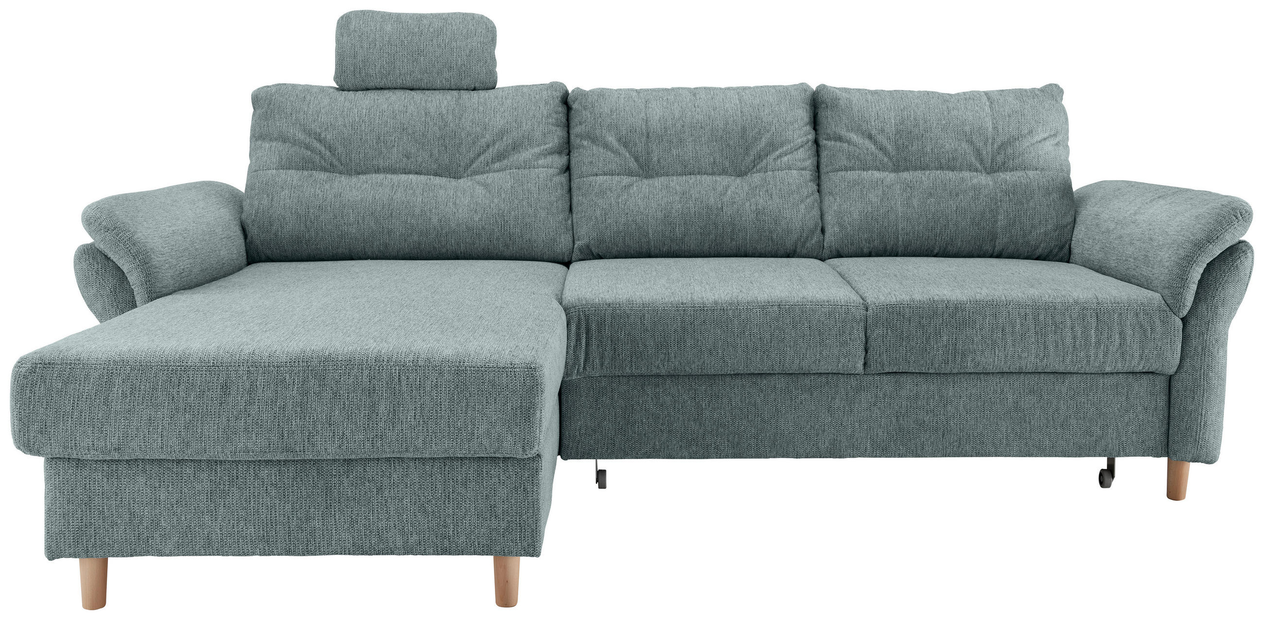 ECKSOFA in Chenille Blau  - Blau/Naturfarben, Modern, Holz/Textil (176/250cm) - Livetastic
