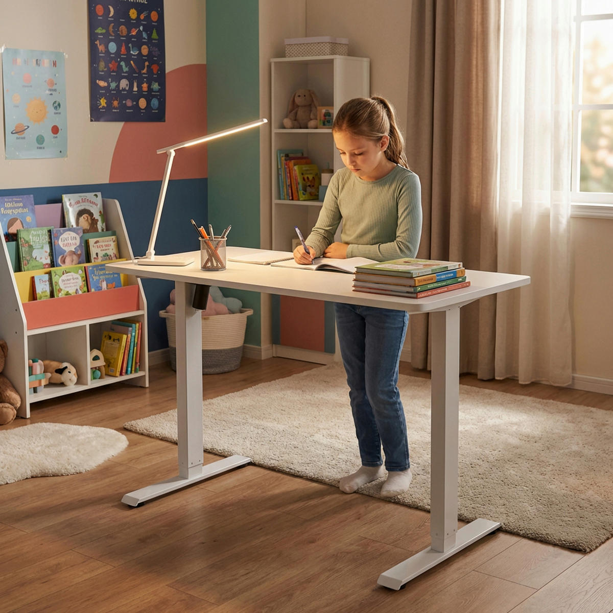 SCHREIBTISCH 120/60/72-118 cm  in Weiß  - Weiß, MODERN, Holz/Metall (120/60/72-118cm) - MID.YOU