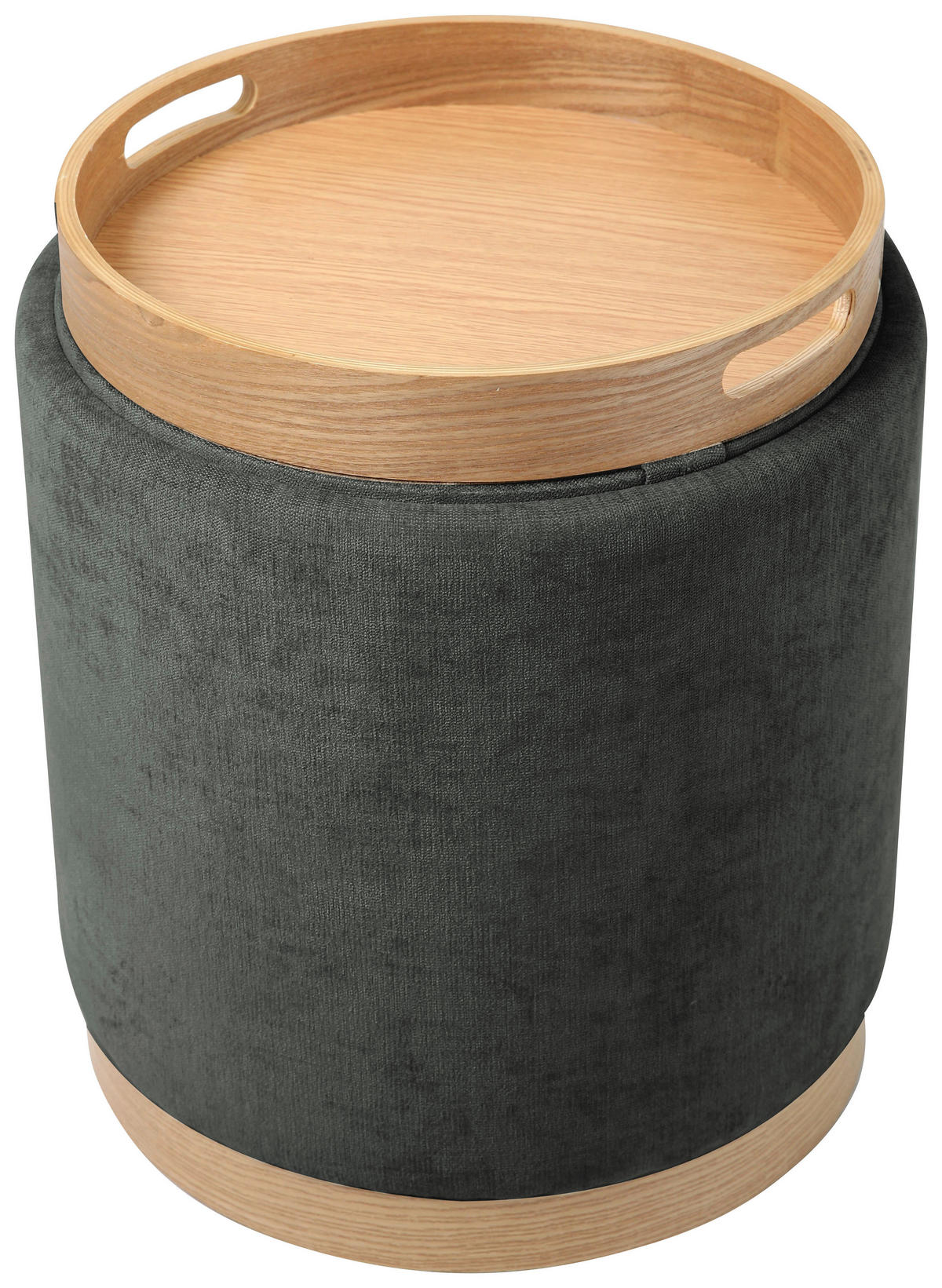 HOCKER Vliesstoff, Leinenoptik Dunkelgrau  - Eichefarben/Dunkelgrau, Basics, Textil/Metall (39/44/39cm) - Xora