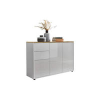 KOMODA, bílá, vysoce lesklá bílá, 105,5/73/33 cm - bílá/černá, Moderní, kompozitní dřevo/plast (105,5/73/33cm) - MID.YOU