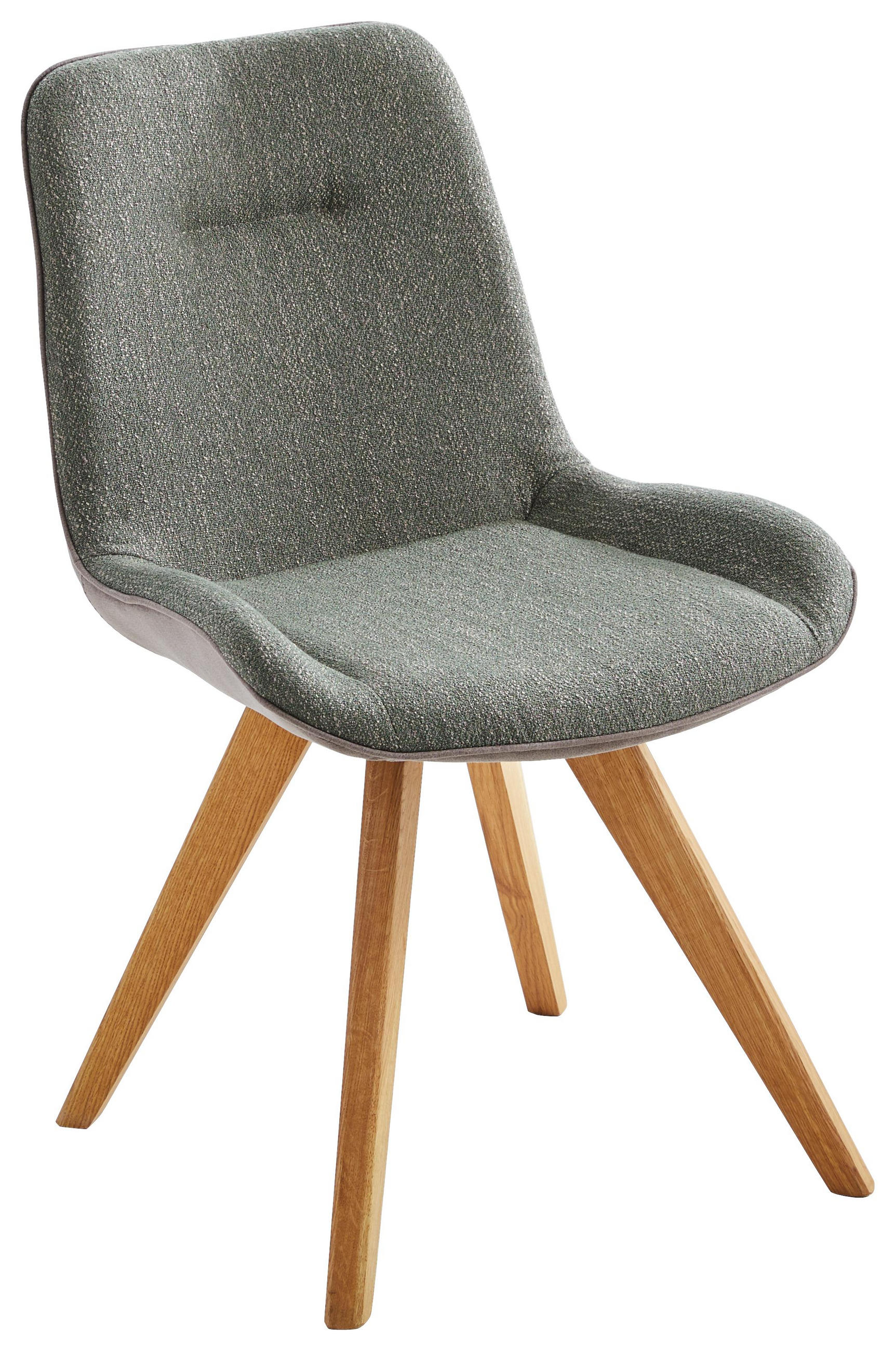 Stuhl in Holz, Textil Eichefarben, Olivgrün, Cappuccino