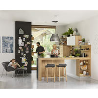 EINBAUKÜCHE  - Erlefarben/Weiß, Design, Glas/Holz - Team 7