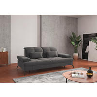 2,5-SITZER in Flachgewebe Grau  - Schwarz/Grau, Konventionell, Textil/Metall (202/90/122cm) - Sit & More