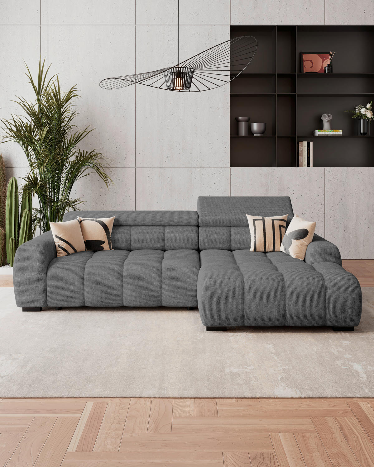 HÖRNSOFFA i vävt tyg antracit  - svart/antracit, Trend, textil/plast (285/168cm) - Livetastic