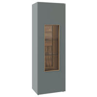 VITRINE VLACERA LIVING in furniert, massiv Wildeiche Wildeiche, Graugrün  - Wildeiche/Graugrün, Design, Glas/Holz (64/194/43cm) - Voglauer