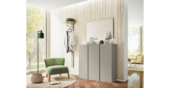 SCHUHSCHRANK Gardasee  in 120/110/33 cm  - Taupe, Design, Glas/Holzwerkstoff (120/110/33cm) - Moderano