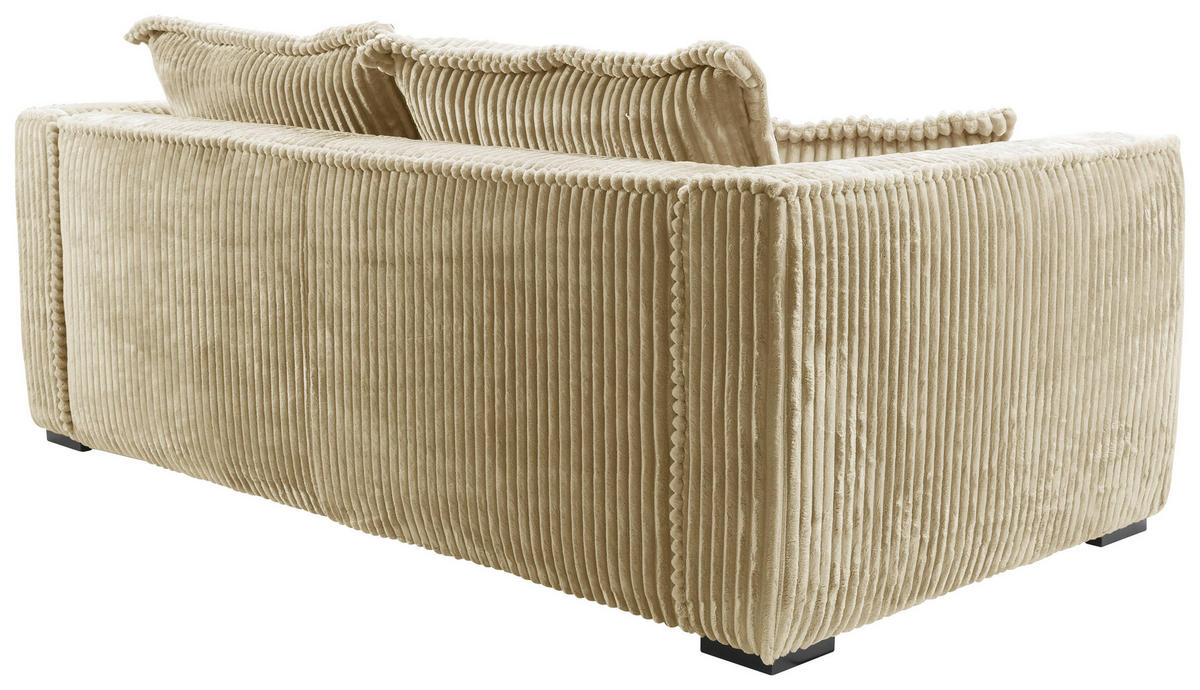 SOFA in Cord Beige  - Beige/Schwarz, Design, Holz/Textil (223/95/121cm) - MID.YOU
