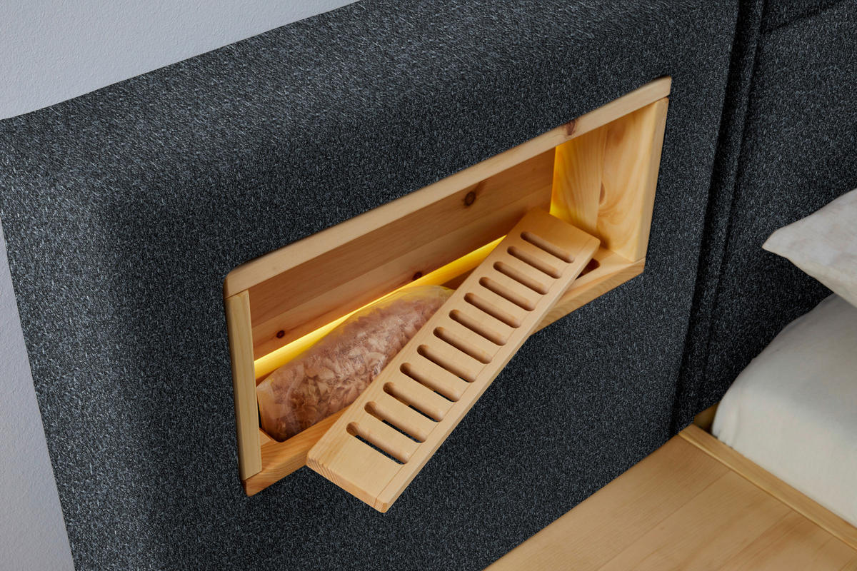 BOXSPRINGBETT 180/200 cm  in Eichefarben, Dunkelgrau  - Eichefarben/Dunkelgrau, Natur, Holz/Textil (180/200cm) - Valnatura