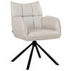 ARMLEHNSTUHL  Sitzfläche 360° drehbar, automatische Rückholfunktion  Echtleder  - Hellgrau/Schwarz, MODERN, Leder/Metall (58,5/87,5/61cm) - Livetastic