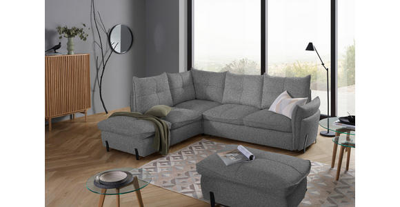 ECKSOFA in Bouclé Hellgrau - Hellgrau/Schwarz, Design, Textil/Metall (220/250cm) - Xora