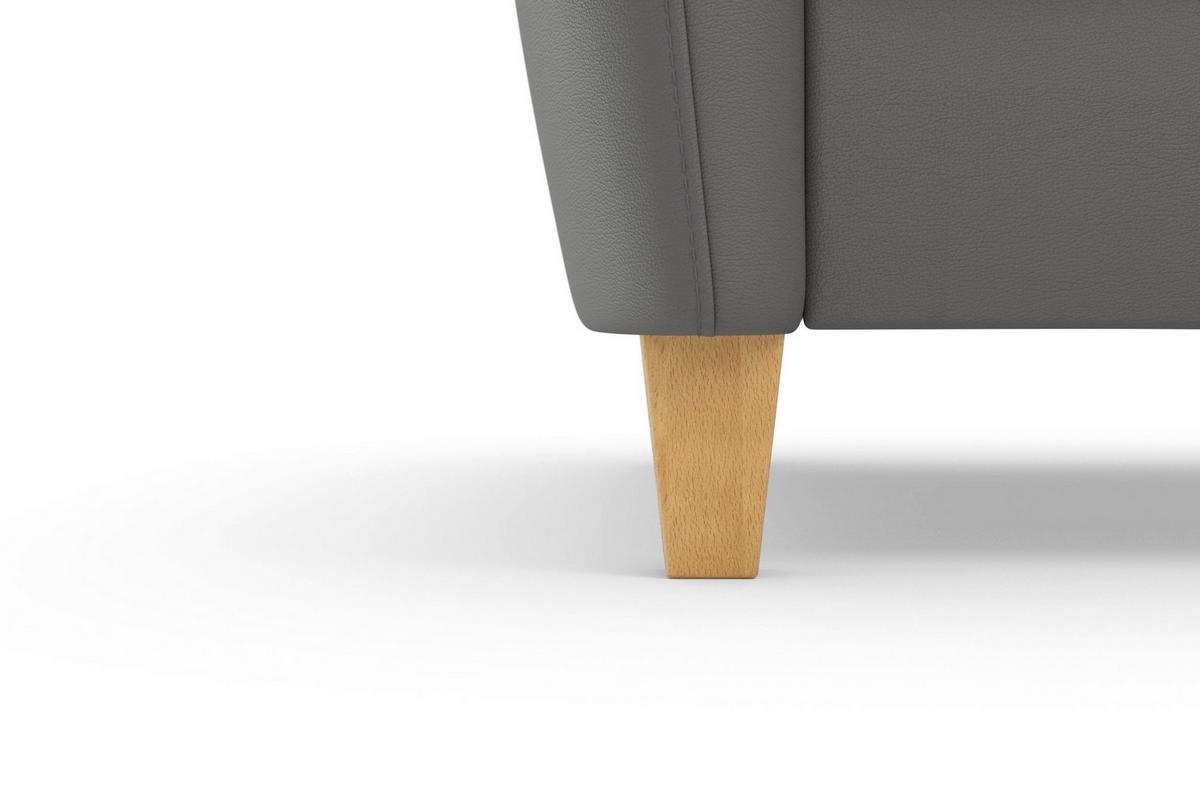ECKSOFA Echtleder Mokka  - Eichefarben/Mokka, Basics, Leder/Holz (236/212cm) - Sit & More