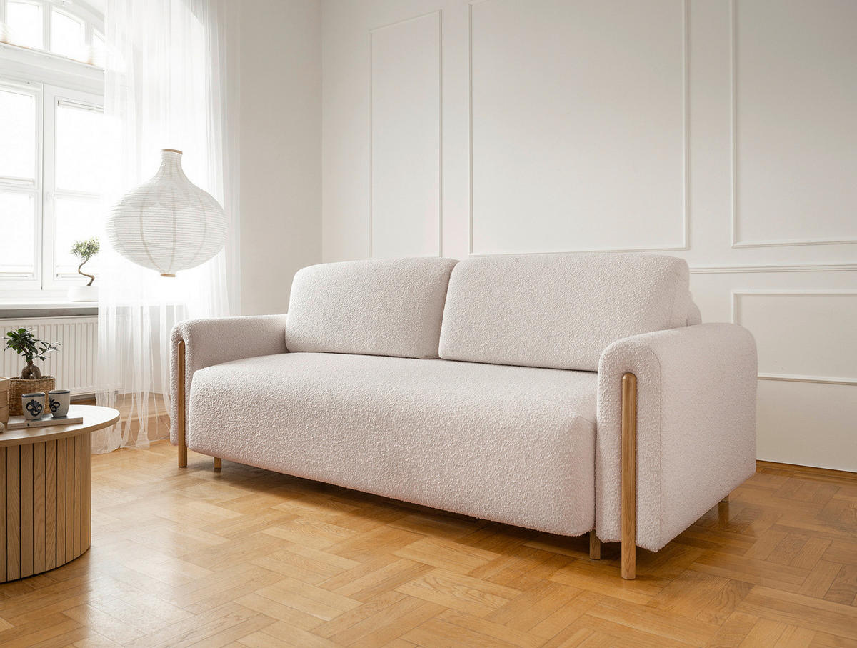 SCHLAFSOFA Beige  - Eichefarben/Beige, Design, Holz/Textil (244/97/97cm) - MID.YOU