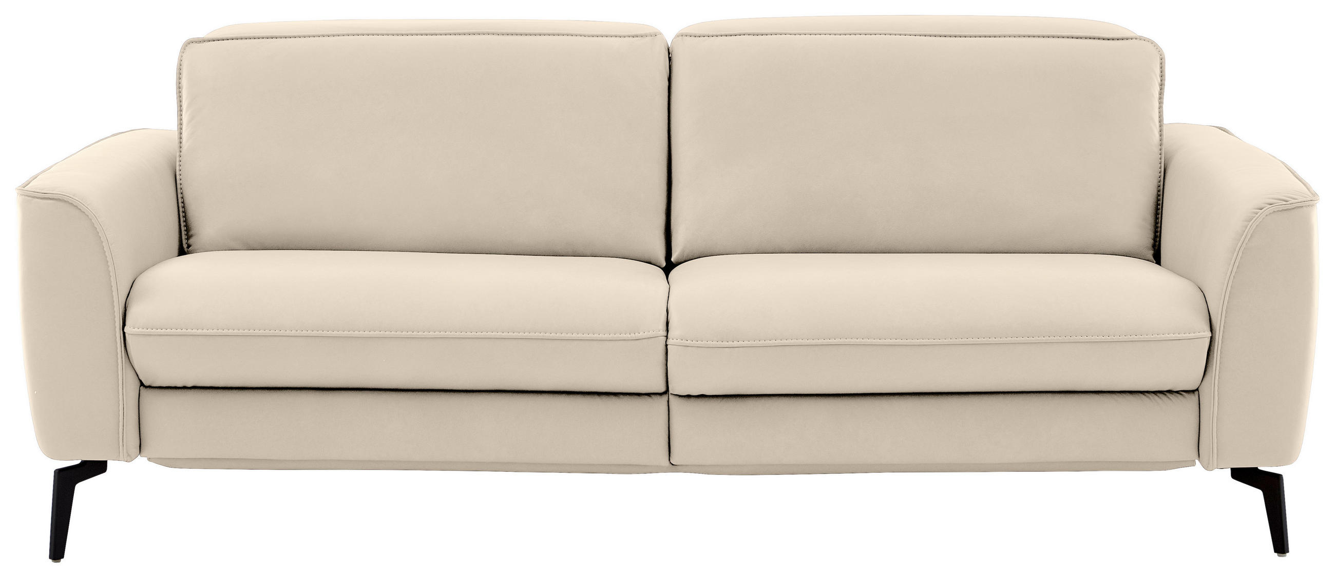 3-SITZER-SOFA in Leder Ecru  - Ecru/Schwarz, Natur, Leder/Metall (222/81/110cm) - Valdera
