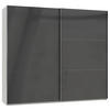 SCHWEBETÜRENSCHRANK 200/216/65 cm 2-türig Grau, Weiß  - Chromfarben/Weiß, MODERN, Holzwerkstoff (200/216/65cm) - MID.YOU