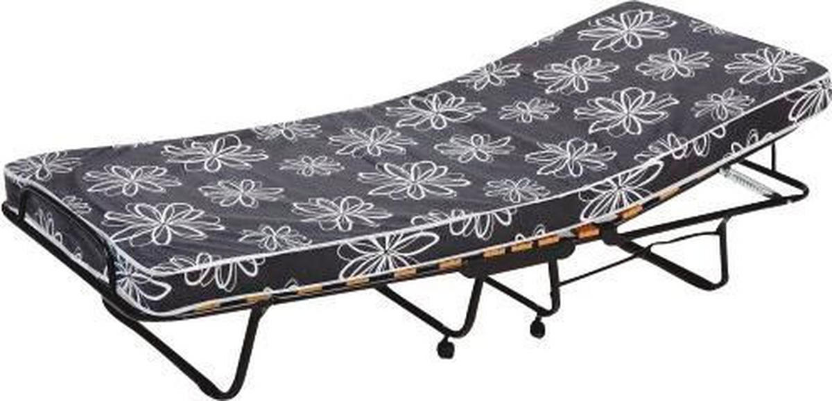HOPFÄLLBAR SÄNG i metall, textil svart, vit  - vit/svart, Design, metall/textil (80/185cm) - Livetastic