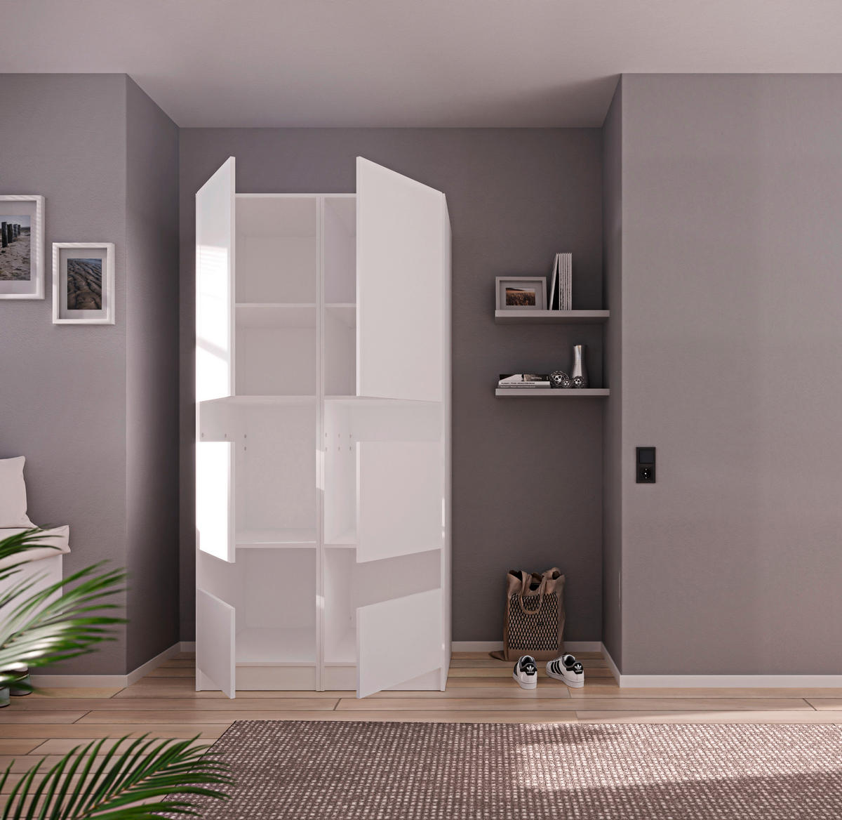 MEHRZWECKSCHRANK 50/200/68 cm  in Weiß  - Schwarz/Weiß, Design, Holzwerkstoff/Metall (50/200/68cm) - Milino