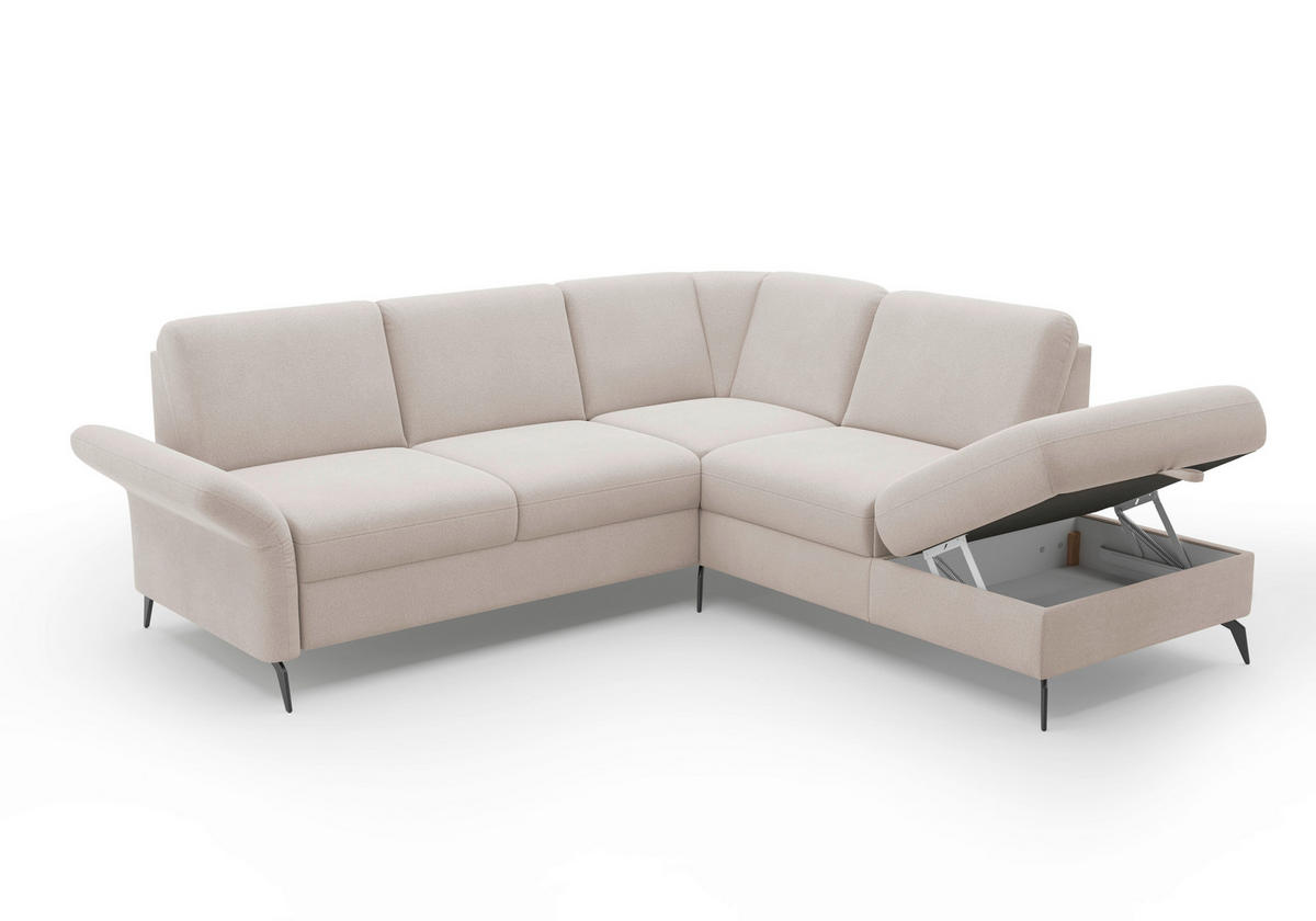 ECKSOFA ROCHELLE E Greige Flachgewebe  - Greige/Schwarz, KONVENTIONELL, Textil/Metall (240/216cm) - Sit & More