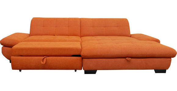 ECKSOFA  in Mikrofaser Orange  290/198 cm  - Schwarz/Orange, Design, Textil/Metall (290/198cm) - Xora