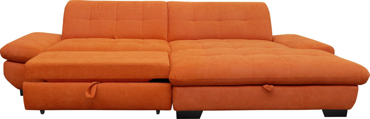 ECKSOFA in Mikrofaser Orange  - Schwarz/Orange, Design, Textil/Metall (290/198cm) - Xora
