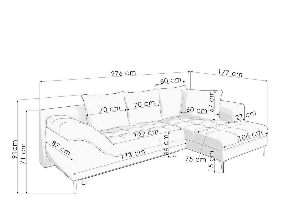 Ecksofa inkl. Funktionen in Webstoff Beige  - Beige/Schwarz, Modern, Textil/Metall (276/177cm)