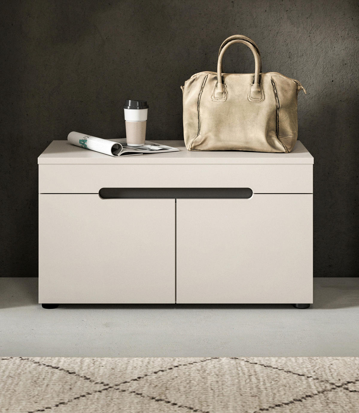 GARDEROBENBANK - Kaschmir/Schwarz, Design, Kunststoff (80/45/37cm) - MID.YOU