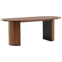 ESSTISCH furniert oval Naturfarben, Schwarz  - Schwarz/Naturfarben, Design, Holz/Holzwerkstoff (200/90/75cm) - Livetastic
