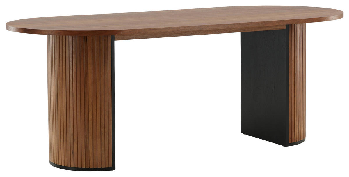 ESSTISCH furniert oval Naturfarben, Schwarz  - Schwarz/Naturfarben, Design, Holz/Holzwerkstoff (200/90/75cm) - Livetastic