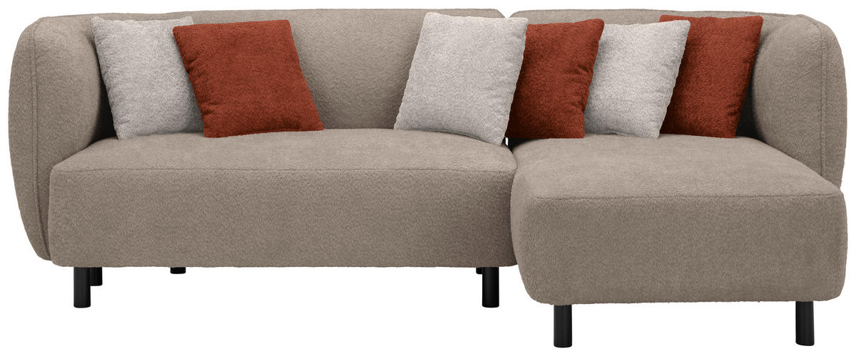 ECKSOFA Chenille Braun  - Sandfarben/Rostfarben, Design, Holz/Textil (236/148cm) - Lomoco