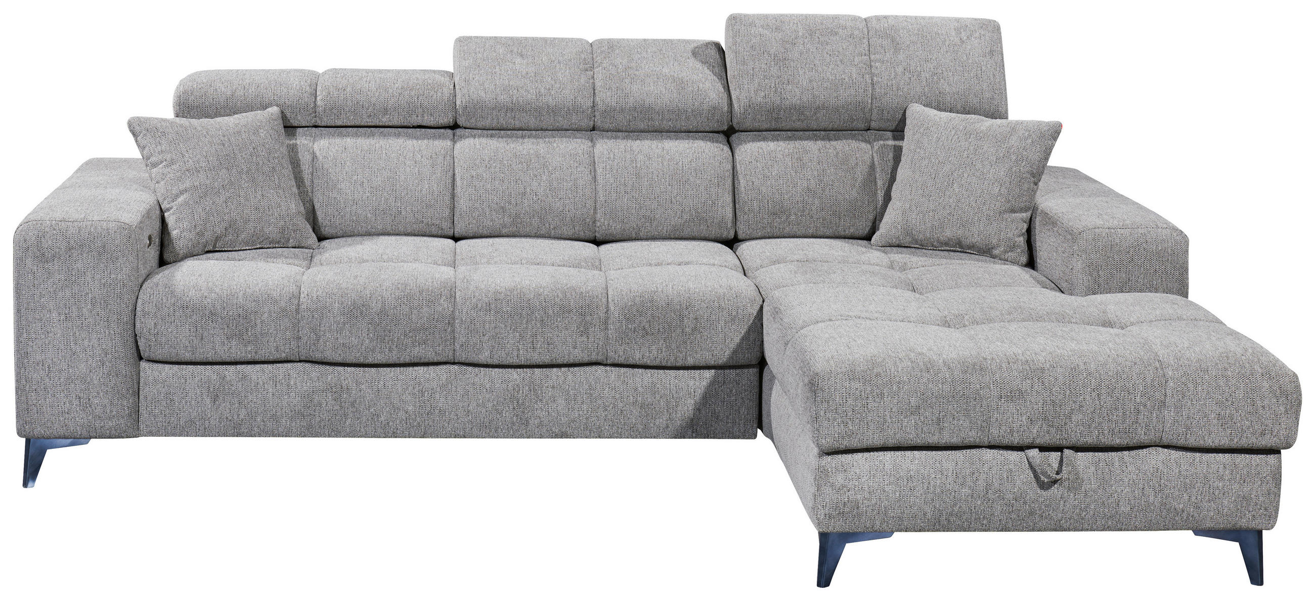 ECKSOFA Taupe Chenille Bettkasten, Rücken echt, Kopfteilverstellung  - Taupe/Schwarz, KONVENTIONELL, Kunststoff/Textil (268/172cm) - Carryhome