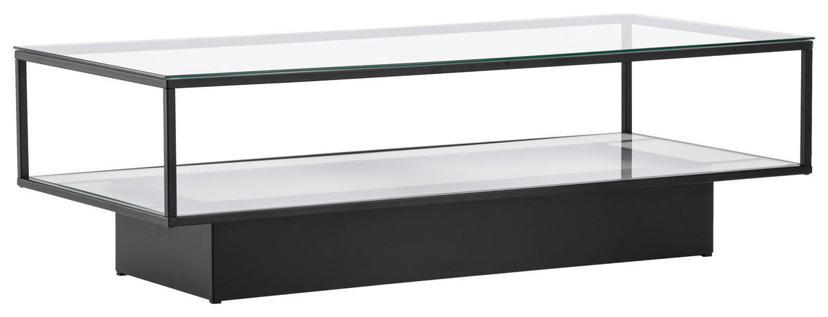 COUCHTISCH Klarglas 130/60/37,5 cm rechteckig Schwarz  - Schwarz, Design, Glas/Metall (130/60/37,5cm) - Livetastic