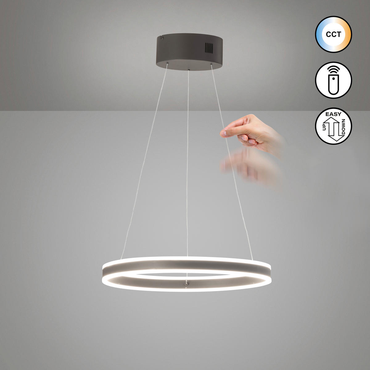 LED-HÄNGELEUCHTE Silvio 50/70-180 cm   - Grau, Design, Metall (50/70-180cm) - Fischer & Honsel