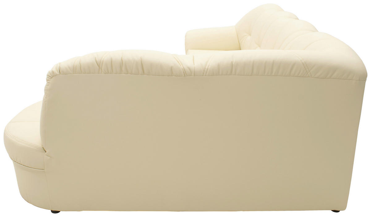 ECKSCHLAFSOFA Beige Lederlook  - Beige/Schwarz, KONVENTIONELL, Kunststoff/Textil (243/180cm) - MID.YOU